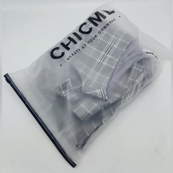 CHICME Plaid Two-Piece Stretchy Set In Black And White Size L - Picture 15 of 16